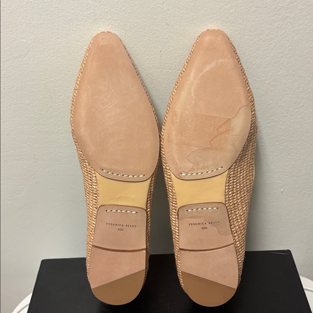 Veronica Beard Champlain Loafer in Ecru Woven Flats with Gold Detail Size : 8.5 - Picture 6 of 11